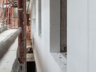 particolare di un cantiere presente all'Università Cattolica di Brescia